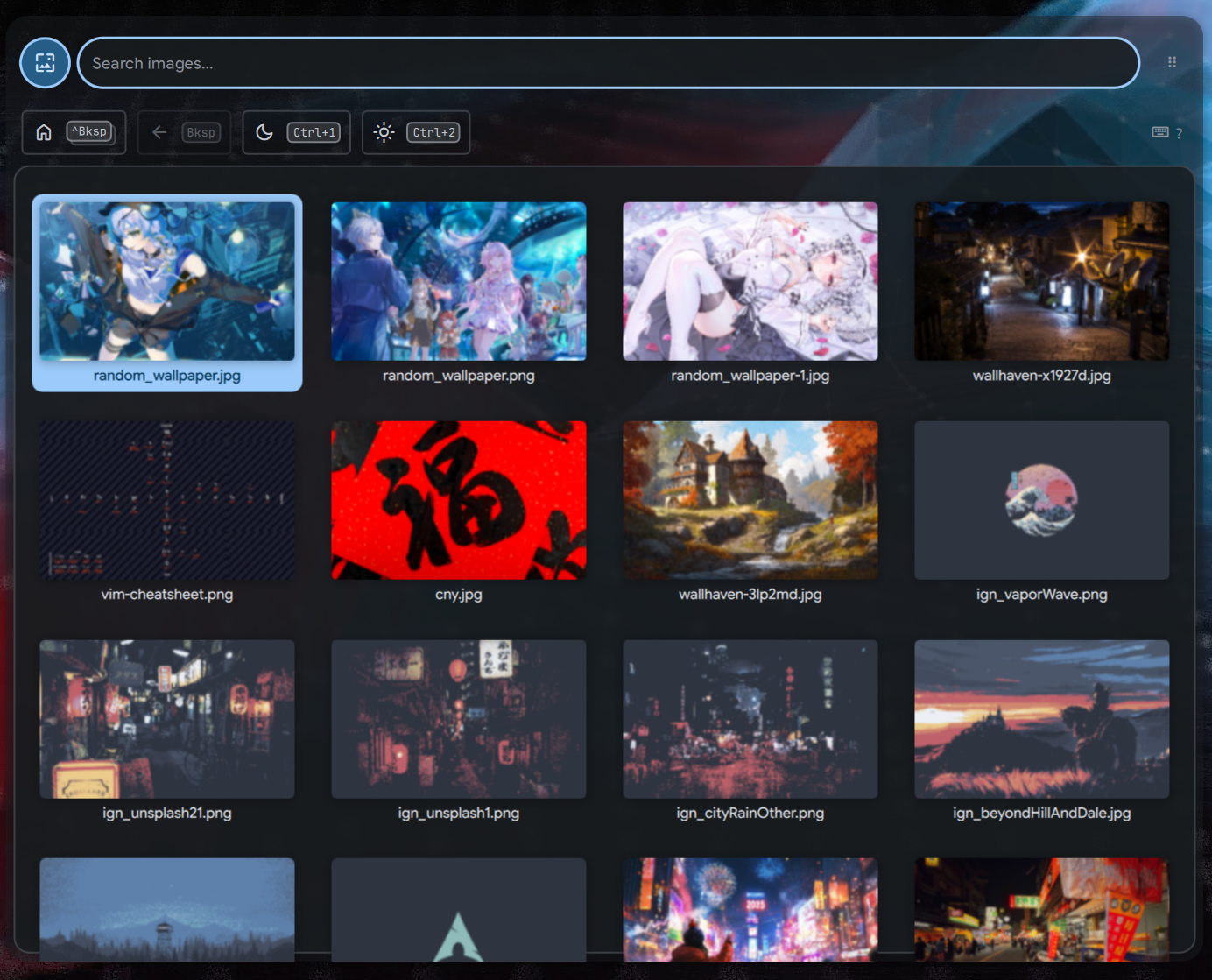Grid of image thumbnails with sidebar